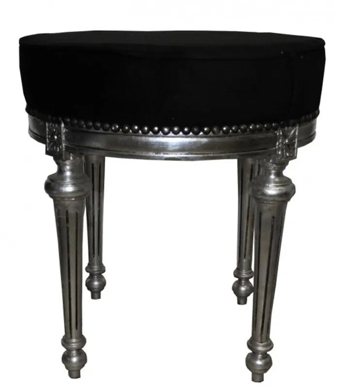 Knallerangebot Casa Padrino Baroque Foot Stool / Round Stool Black / Silver