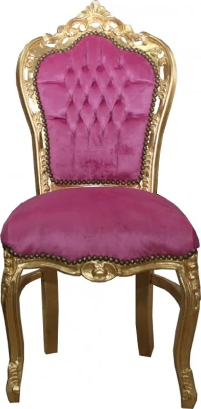Casa Padrino Baroque Dining Chair Pink / Gold Billig