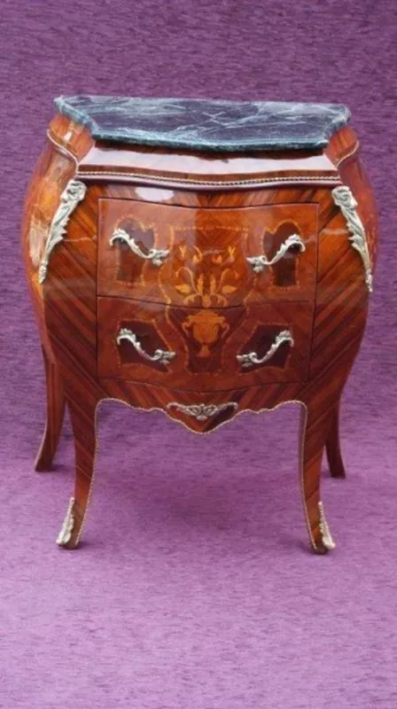 Casa Padrino Baroque chest of drawers with marble top inlaid Brown H 81 cm, W 70 cm - Model Mahogany - bedside table Rabatt