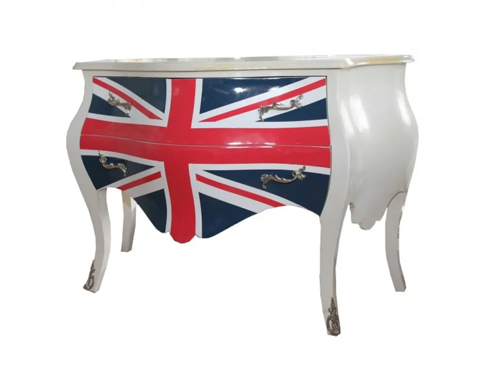Baroque Commode Union Jack Antique Style 100cm Width about 100 cm Depth of approximately 52 cm solid wood Colour: Union Jack / Antique Style Direkt Vom Hersteller