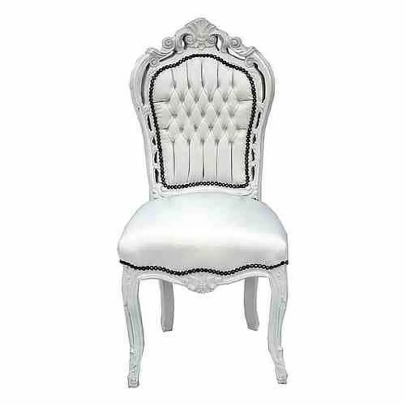 Solange Der Vorrat Reicht Baroque dining room chair white / white leather look