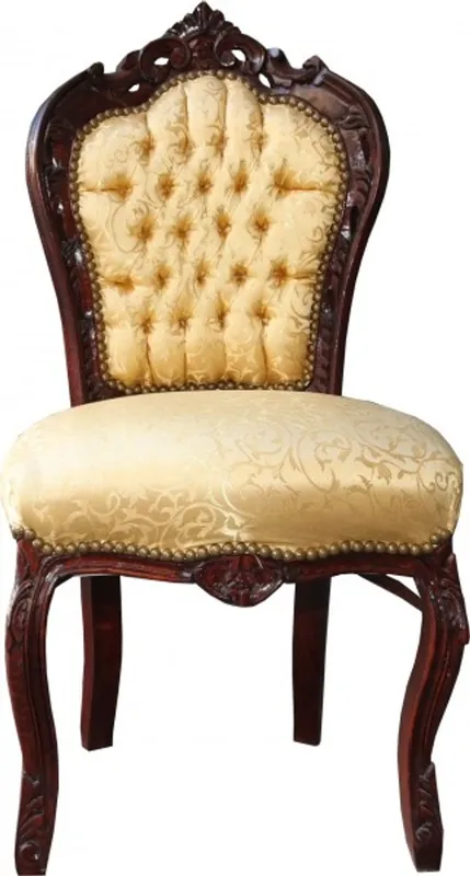Casa Padrino Baroque Dinner Chair Gold Pattern / Brown - Baroque furniture antique style - luxury Knallerangebot