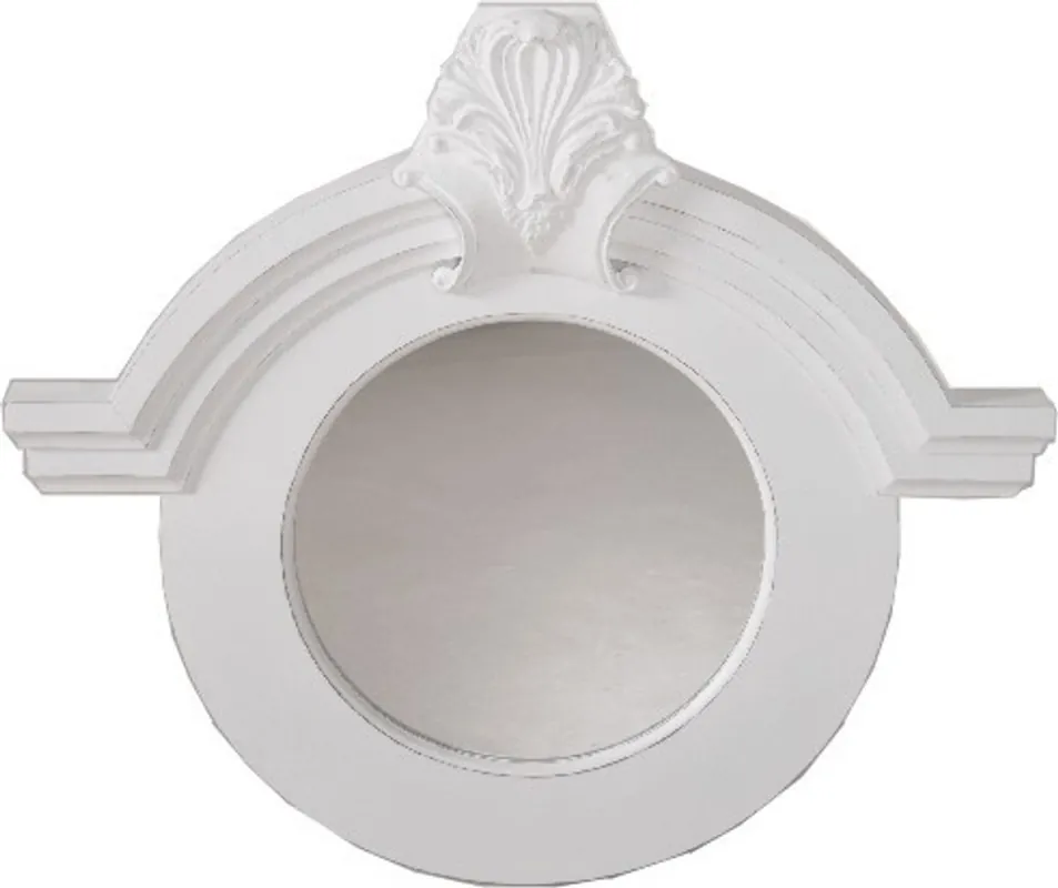 Rabatt Casa Padrino Art Nouveau Antique Shabby Chic Wall Mirror Round White Antique Look 91 x 84 cm - baroque mirror