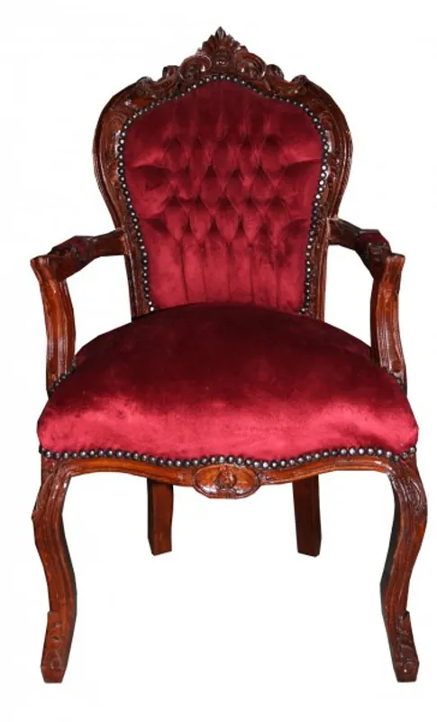 Casa Padrino Baroque Dinner Chair with armrests Grey / Silver Direktkauf
