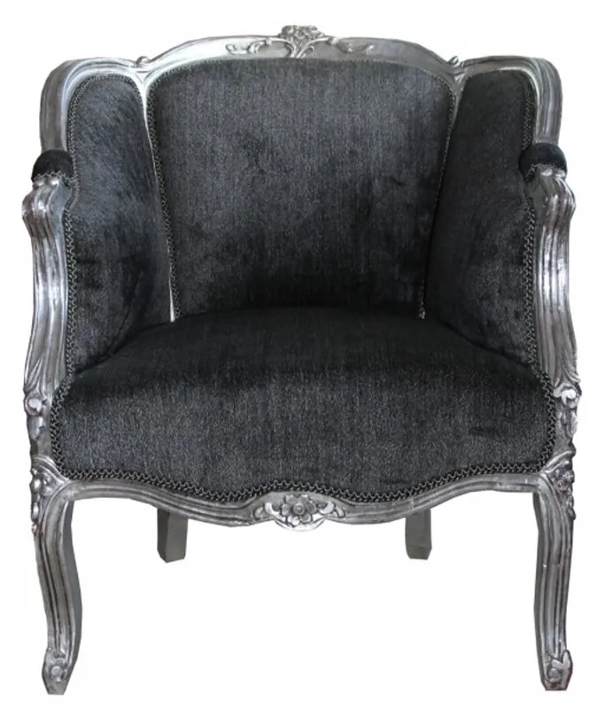 Casa Padrino Baroque Armchair Grey / Silver Billig