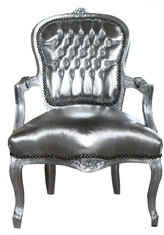 Preis Gesenkt Casa Padrino Barock Salon Chair Silver / Silver