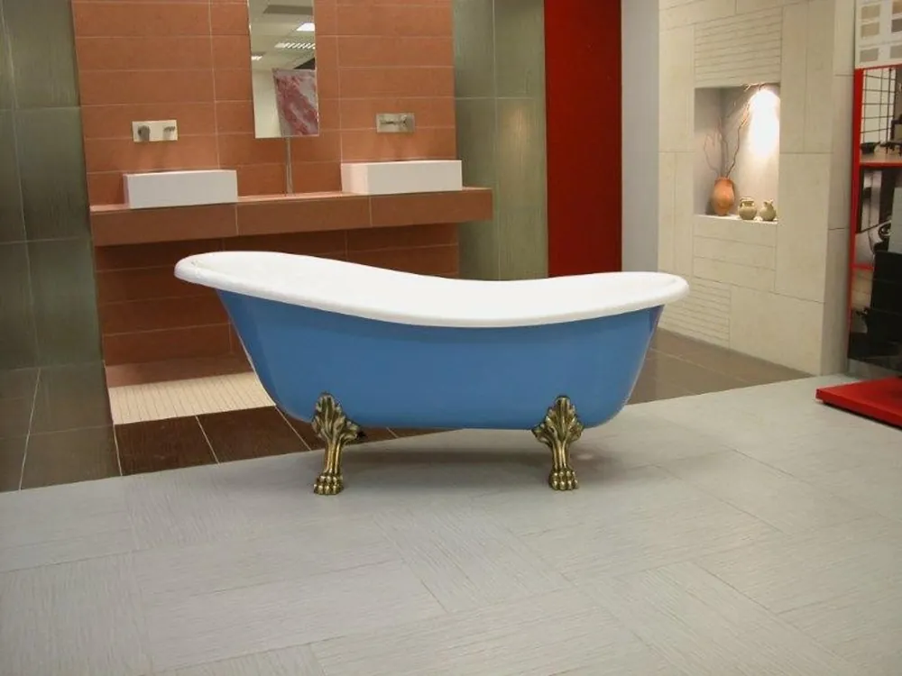 Schnäppchen Detached luxury bath Nouveau Roma Light Blue / White / Old Gold 1470mm - Baroque bathroom