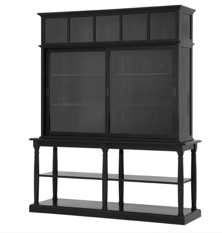 Casa Padrino luxury glass display case Black solid wood living room cabinet Bristol Baroque Art Nouveau Rococo cabinet shop equipment Neuheit