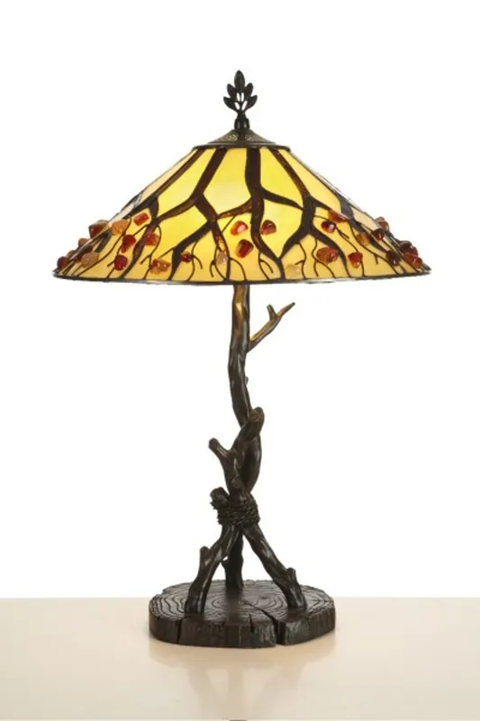 Aktuell Handmade Tiffany Lamp Table Lamp Stool Height 64 cm, diameter 40 cm - light bulb