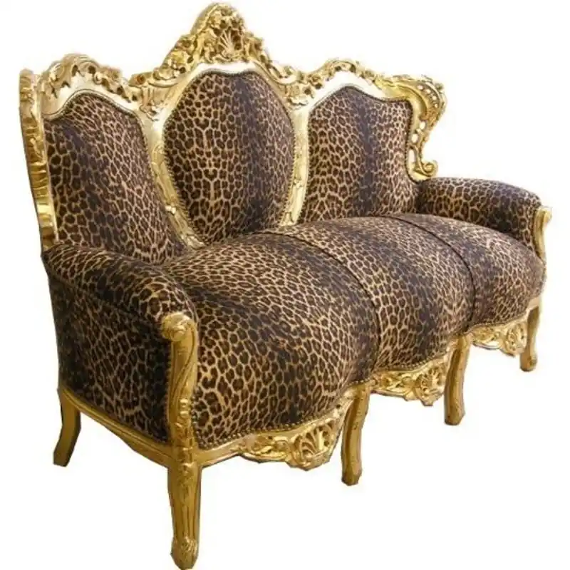 Neue Kollektion Casa Padrino Baroque Lounge "King" Leopard / Gold Sofa