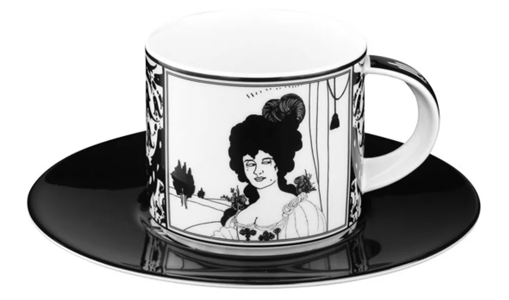 Beliebt Handmade Coffee cup made of porcelain with a motif of Audrey Beardsley Portrait 0.21 Ltr - finest quality from the Tettau porcelain factory - beautiful cup
