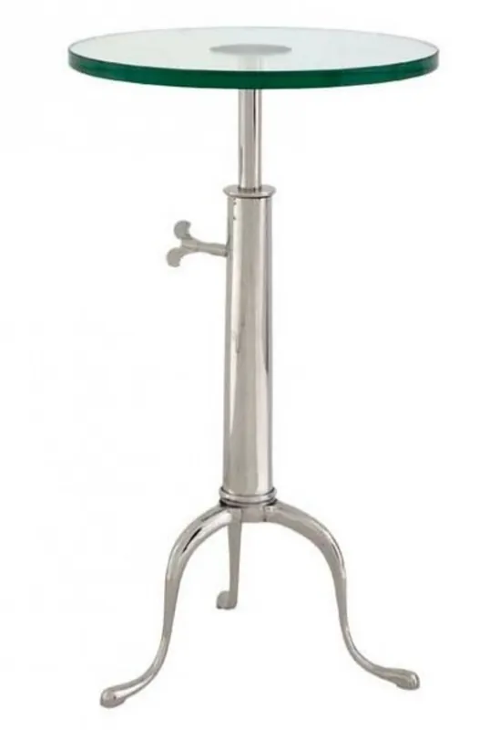 Zertifiziert Casa Padrino designer luxury Industrial Design side table Height adjustable Silver Height: 63 - 76 cm, diameter 40 cm - stainless steel table - Table Telephone Nickel Finish - Luxury quality