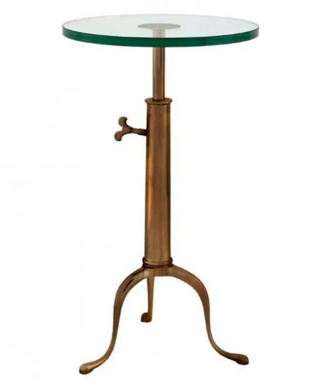 Casa Padrino designer luxury Industrial Design side table Height adjustable brass colors Height: 63 - 76 cm, diameter 40 cm - stainless steel table - Telephone Table Antique Brass Finish - luxury quality Neue Kollektion