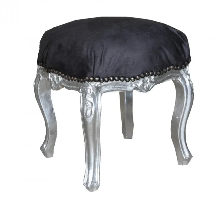 Meistverkauft Casa Padrino Baroque Foot Stool Black / Silver Height 40cm, width 35cm