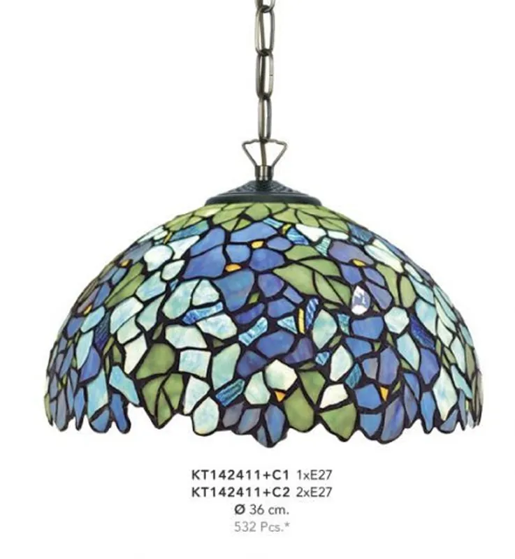 Solange Der Vorrat Reicht Handmade Tiffany Hanging Lamp by Casa Padrino, diameter 36 cm, 1-burner - light bulb - beautiful Tiffany Ceiling Light