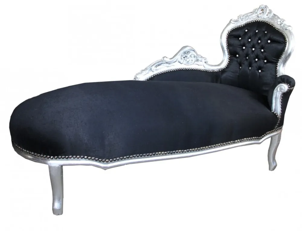 Casa Padrino Baroque chaise longue "King" Black / silver with bling bling rhinestones Nur Für Kurze Zeit