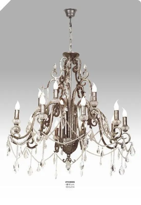 Garantierte Lieferung Casa Padrino luxury baroque chandelier with real glass crystals silver antique look, 10 flame chandeliers, diameter 90 cm - finest quality