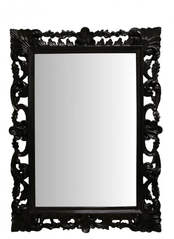 Abverkauf Casa Padrino baroque wall mirror black piano lacquer, height 117 cm, width 87 cm - Edel & Sumptuously