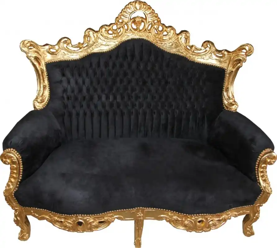 Casa Padrino Baroque 2 seater Master Black / Gold - Antique style furniture Zertifiziert