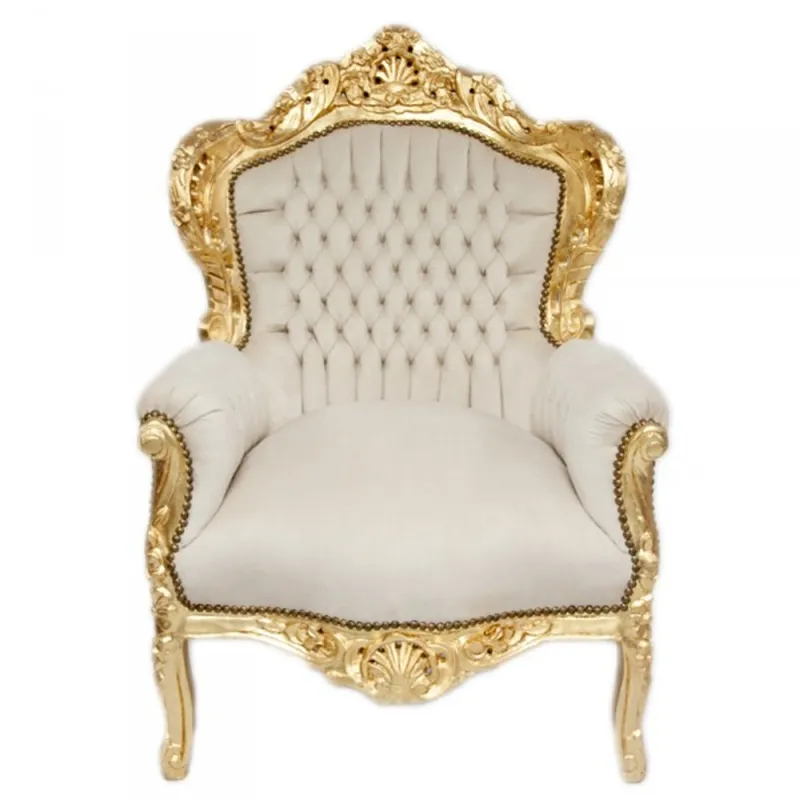 Baroque Armchair "King" Creme / Gold Knallerangebot