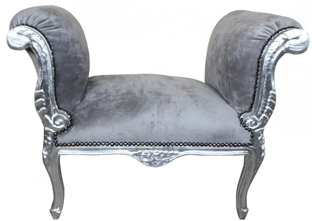 Casa Padrino Baroque stool Stool Grey / Silver - Seat Sofort Bestellen