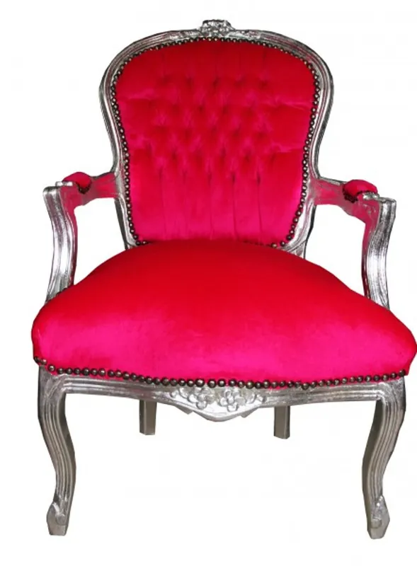 Markenware Casa Padrino Mod1 Baroque Salon Chair Pink / Silver