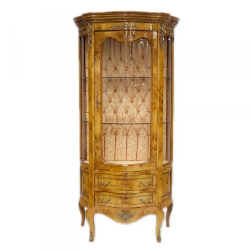 Sonderaktion Casa Padrino baroque showcase light brown 88 x H. 180 cm - Solid wood display cabinet - Living room cabinet - Baroque Furniture