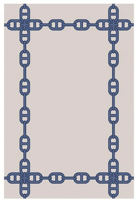 Schnäppchen Beautiful luxury carpet made from 100% New Zealand wool with meander pattern, Blue / Cream, silky smooth, 200 x 300 cm - High quality