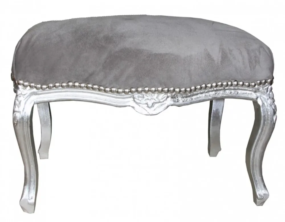 Casa Padrino baroque stool Medium Grey / Silver - Antique furniture - stools Abverkauf