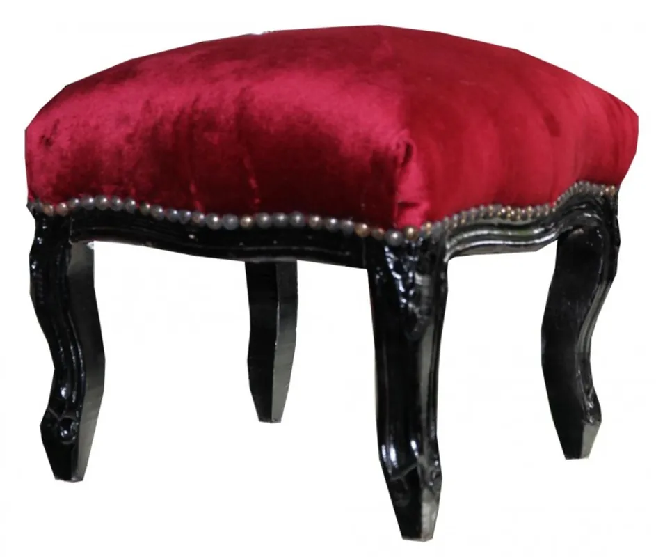 Casa Padrino baroque ottoman Bordeaux / Black - Antique furniture - stools Letzte Chance