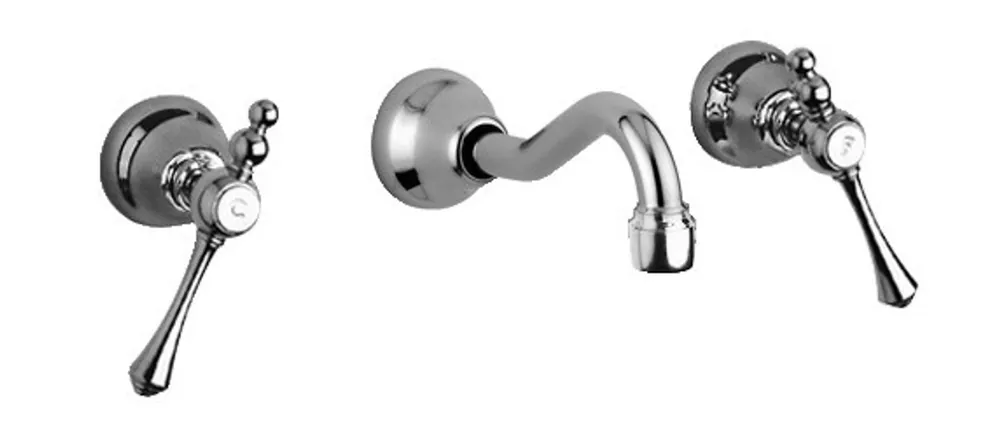 Sofort Bestellen Luxury Bath Accessories - Nouveau Retro single lever basin mixer wall mounted chrome series Milano - Made in Italy