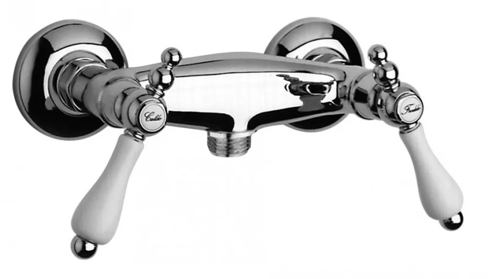 Luxury Bath Accessories - Art Nouveau Retro shower mixer without flexible connection hose - tap for Bathtub - Chrome - Series Milano - Made in Italy Schneller Versand