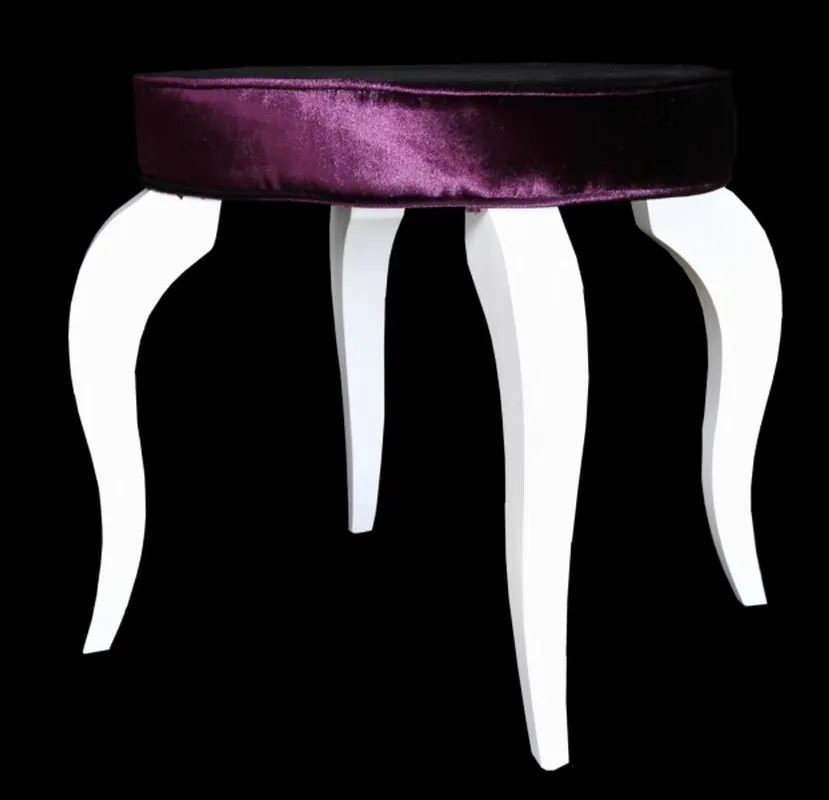 Casa Padrino Baroque Stool Purple / White - Designer Round Stool - luxury quality Wochenendangebot