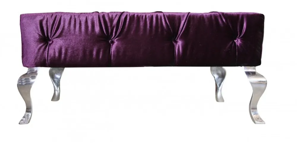 Casa Padrino luxury Baroque Stool Purple / Silver - Designer bench stool luxury quality Sale