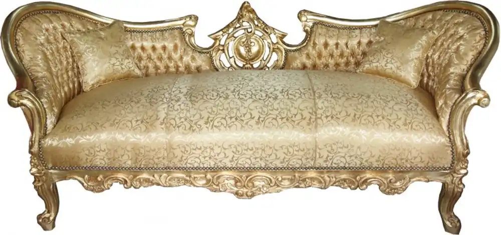 Casa Padrino baroque sofa set "Vampire" Gold Pattern Satin - Limited Edition - UNIQUE Highlight