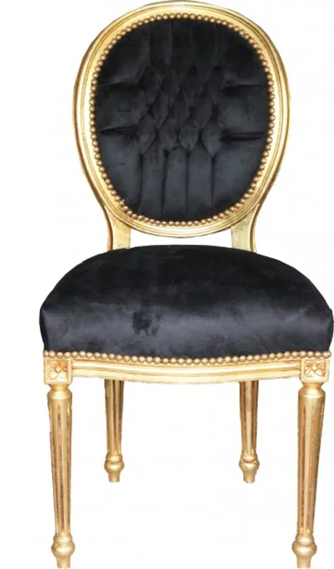 Casa Padrino Baroque Dinner Chair Black / Gold Mod 2 / Round Knallerangebot