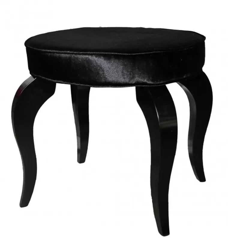 Preisreduziert Casa Padrino Baroque Stool Black / Black - Designer Round Stool - luxury quality