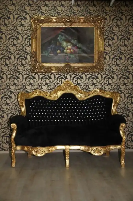 Casa Padrino Baroque 2 seater Master Black / gold with bling bling rhinestones Angebot