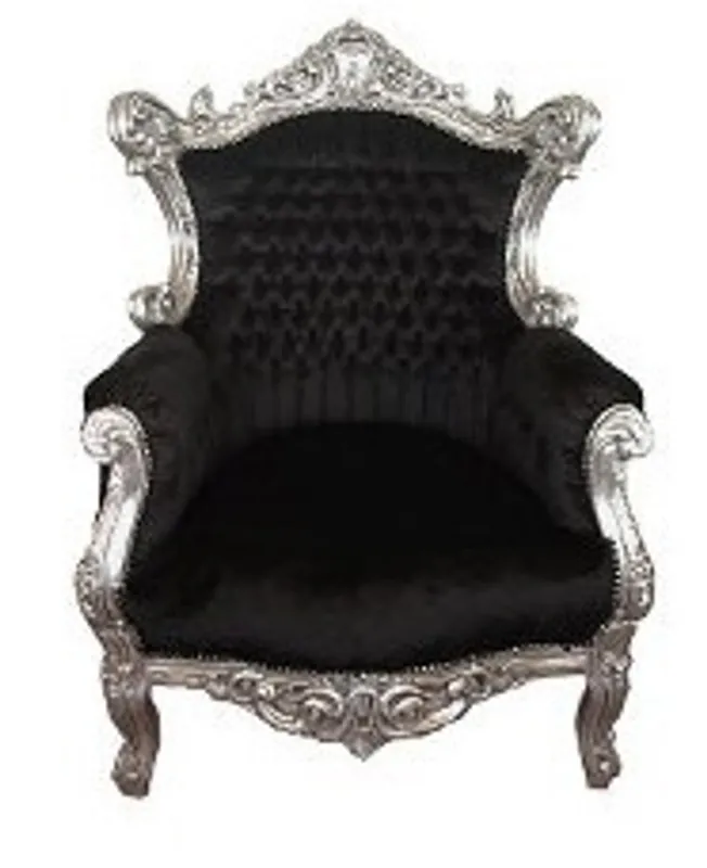Heißes Angebot Casa Padrino Baroque Armchair Al Capone Black / Silver