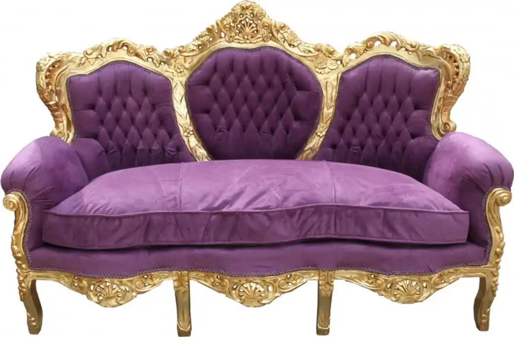 Casa Padrino Baroque Sofa King Purple / Gold - Furniture Lounge Couch Nur Heute