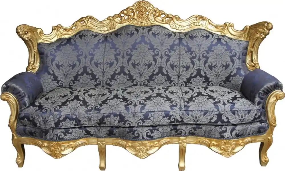 Versand Am Gleichen Tag Casa Padrino Baroque sofa Master Royal Blue Pattern / Gold - living room couch furniture Lounge