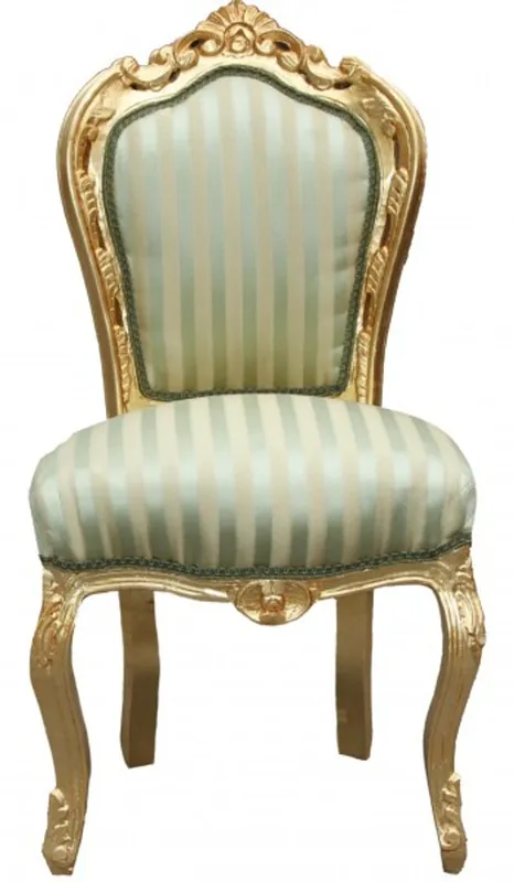 Casa Padrino Baroque Dinner Chair Green / Cream Stripe / Gold Meistverkauft