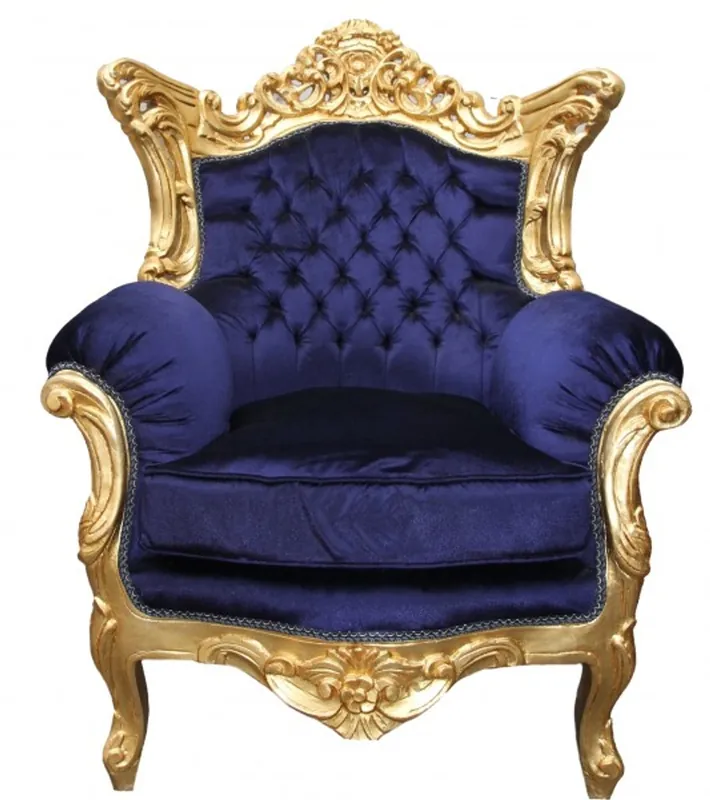 Rabatt Casa Padrino Baroque Armchair "Al Capone" Mod2 Royal Blue / Gold