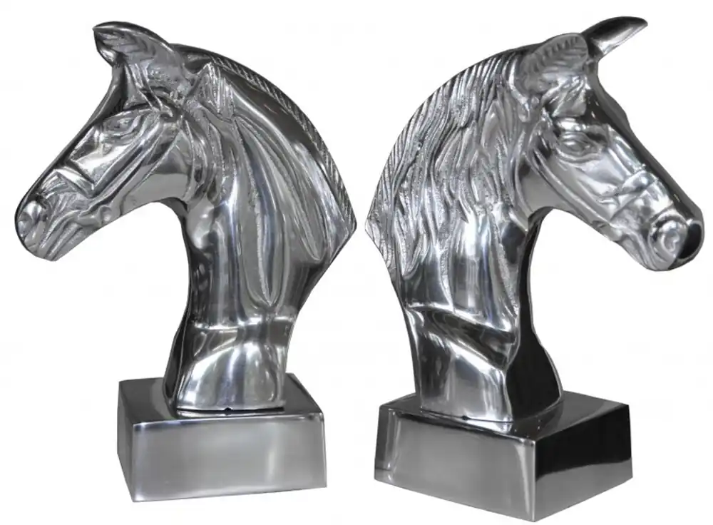 Casa Padrino luxury bookends horse aluminum heads on base - Bookend - Book End Horsehead Horsehead Super-Preis