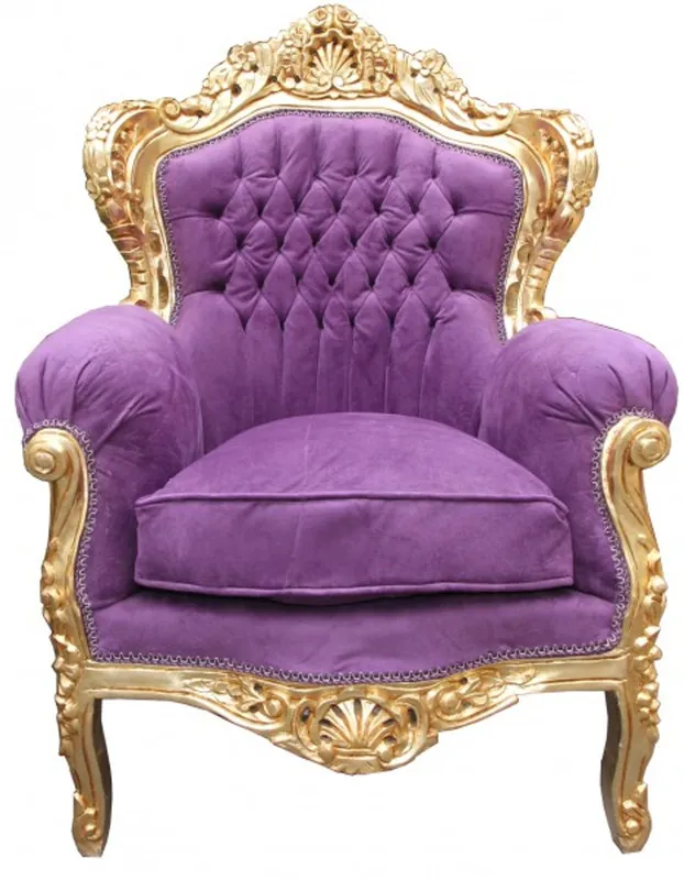 Casa Padrino Baroque Armchair "King" Mod 2 Purple / Gold antique style furniture Highlight