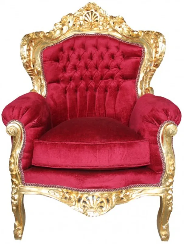 Ausverkauf Casa Padrino Baroque Armchair "Al Capone" Mod 2 Bordeaux Red / Gold antique style furniture
