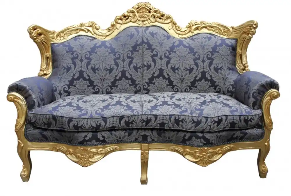 Casa Padrino Baroque master 2 seater Royal Blue Pattern / Gold 2Mod - living room couch furniture Lounge Sichere Zahlung