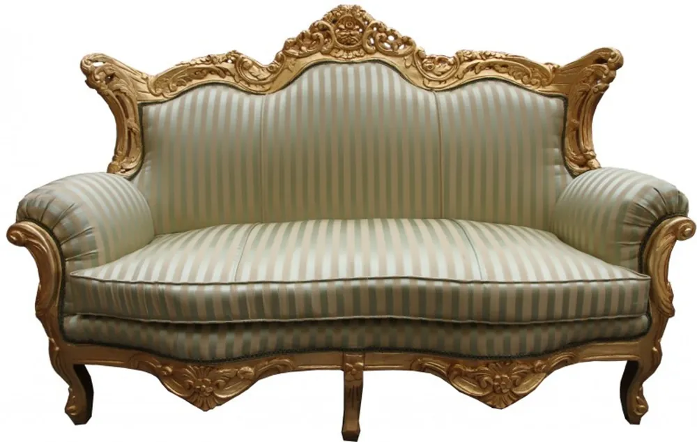 Schneller Versand Casa Padrino Baroque master 2 seater jade-green/beige / gold - living room couch furniture Lounge