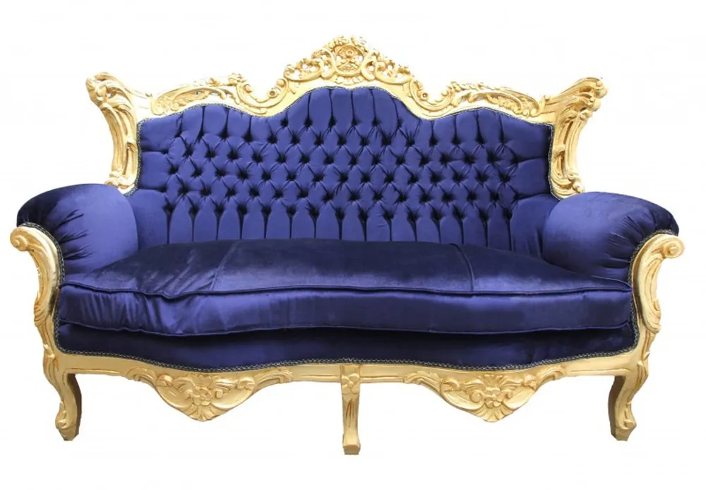 Rabatt Casa Padrino Baroque master 2 seater Royal Blue/ gold 2Mod - living room couch furniture Lounge
