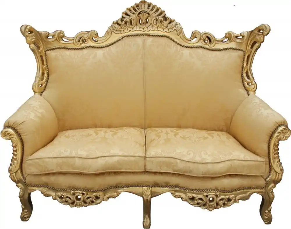 Casa Padrino Baroque 2 seater Master Gold Flower Pattern / Gold 2 Mod - living room couch furniture Lounge Online Kaufen